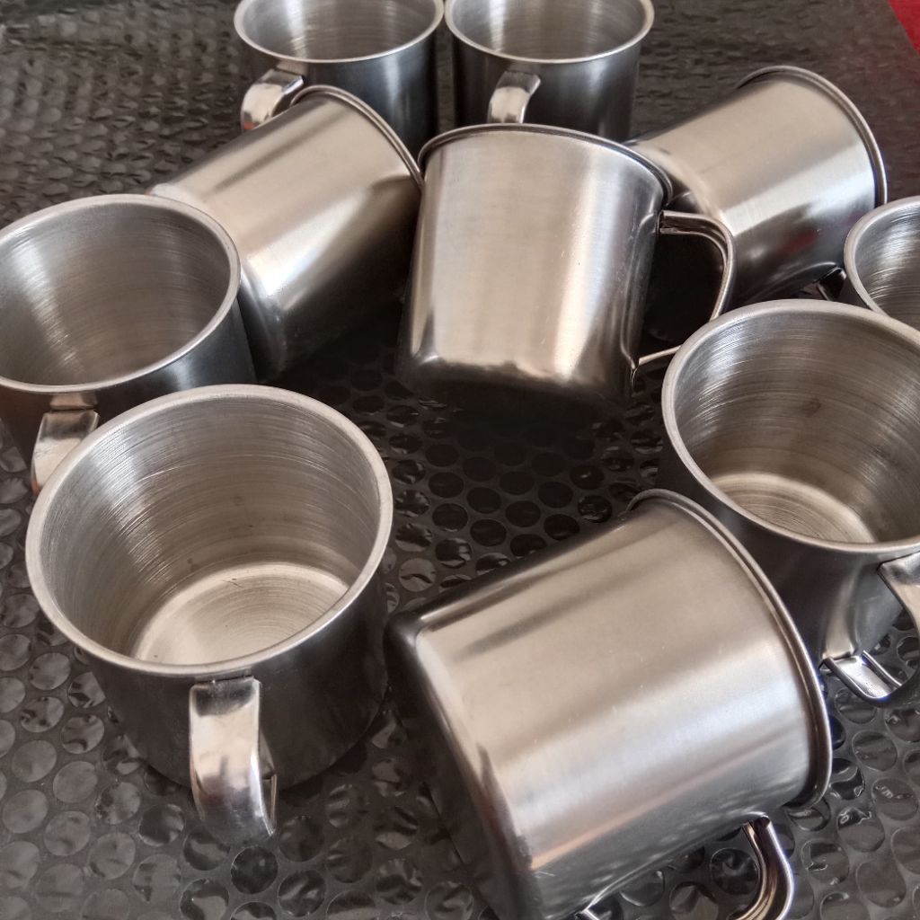 cangkir stainless steel anti karat tinggi 7cm kapasitas 180ml mug,gelas