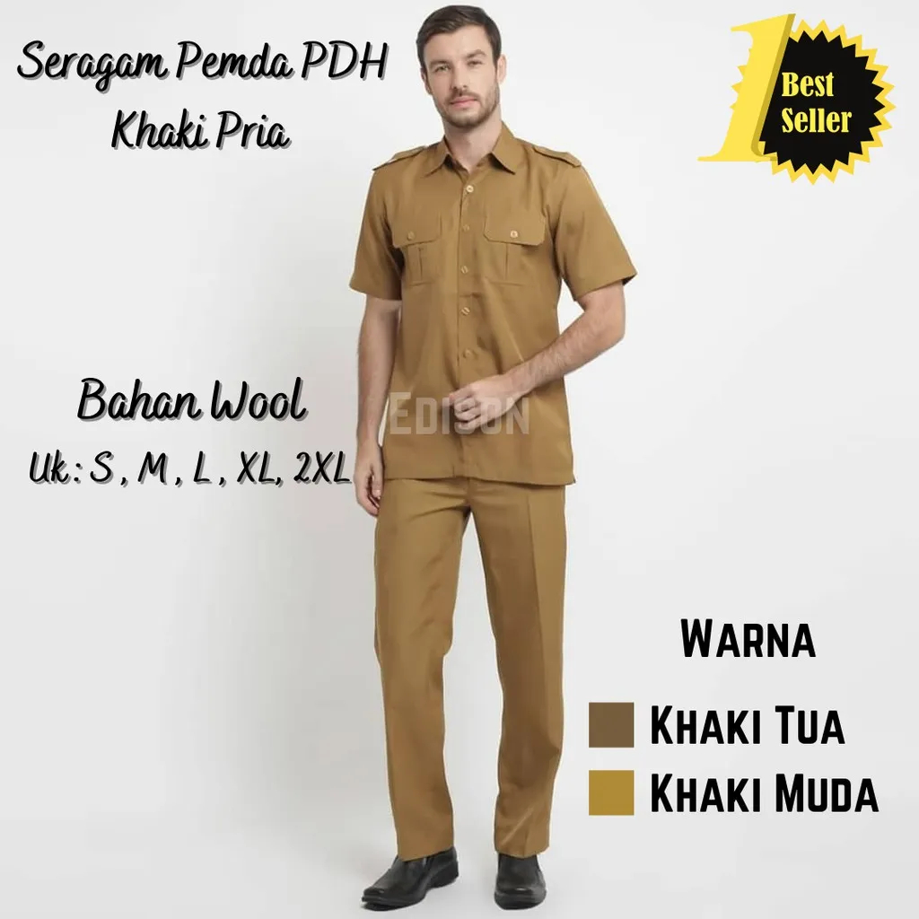 SERAGAM SETELAN PRIA // SETELAN SERAGAM PNS WARNA KHAKI MUDA PRIA // SERAGAM PNS PRIA