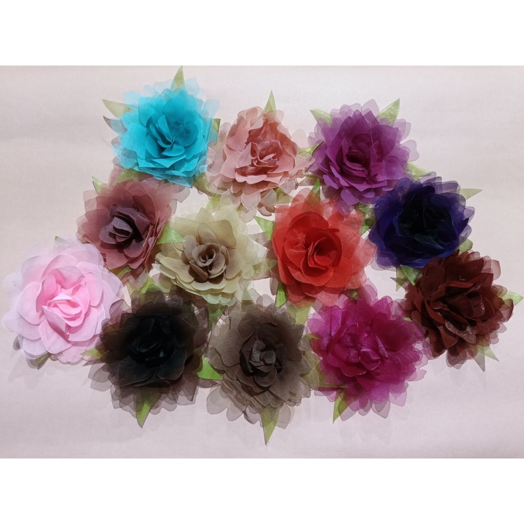 Aplikasi bunga organza 3D/ hiasan bunga untuk baju/ bunga untuk seserahan
