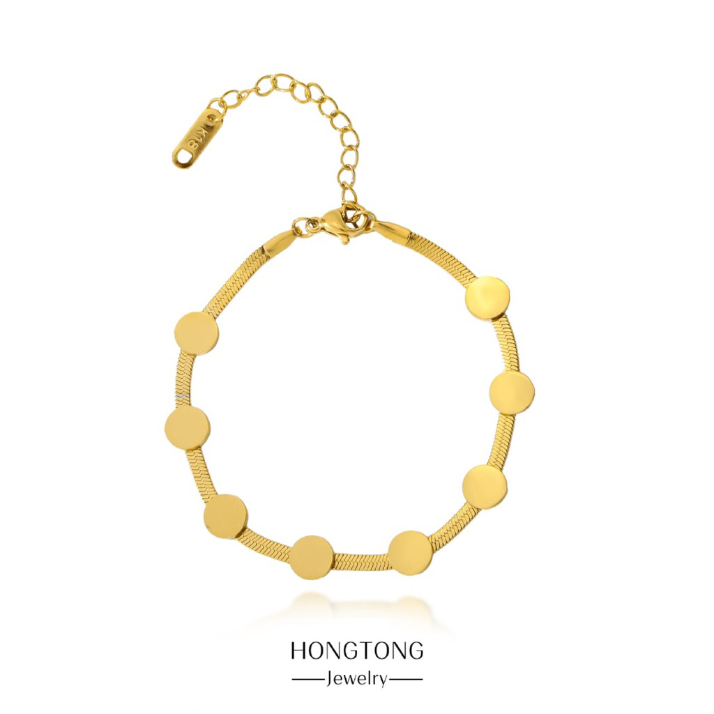 Gelang import Titanium Anti karat Koin Emas | aksesoris Wanita kekinian