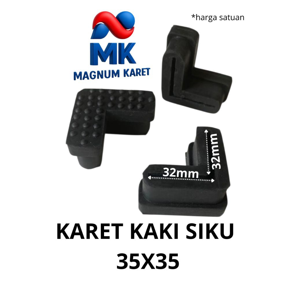 KARET KAKI SIKU 35x35/KARET TAPAK KAKI/KARET ALAS KAKI RAK SIKU LOBANG/RAK BESI SIKU/MEJA/KURSI