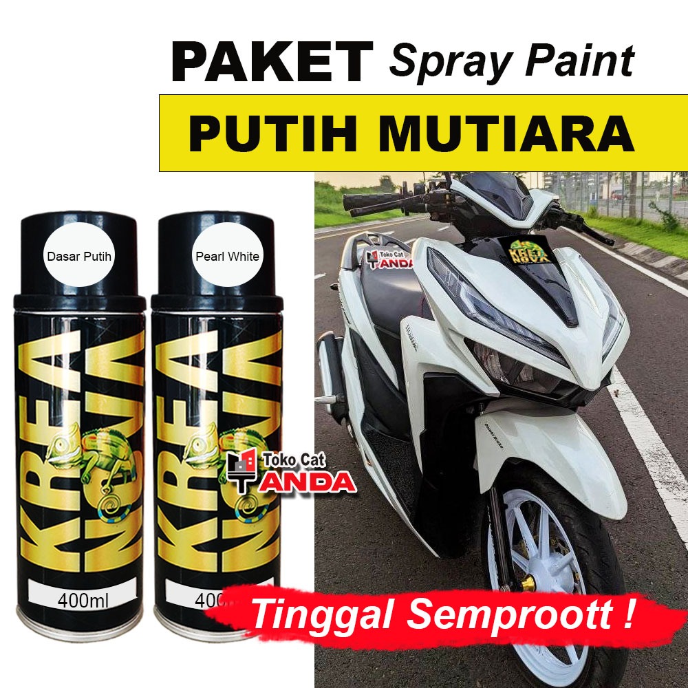Kreanova - Cat Semprot Putih Mutiara Vario Putih 400ml Paket Cat Putih Mutiara PU