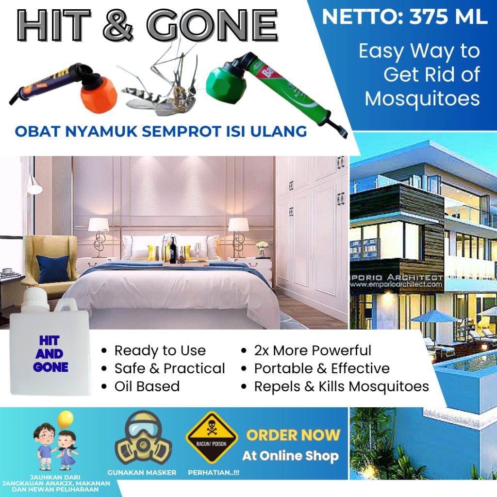 Refill HIT & GONE 375 ml Jerigen, OBAT NYAMUK SEMPROT ISI ULANG, Aman, Ampuh Basmi Nyamuk Berbahaya 