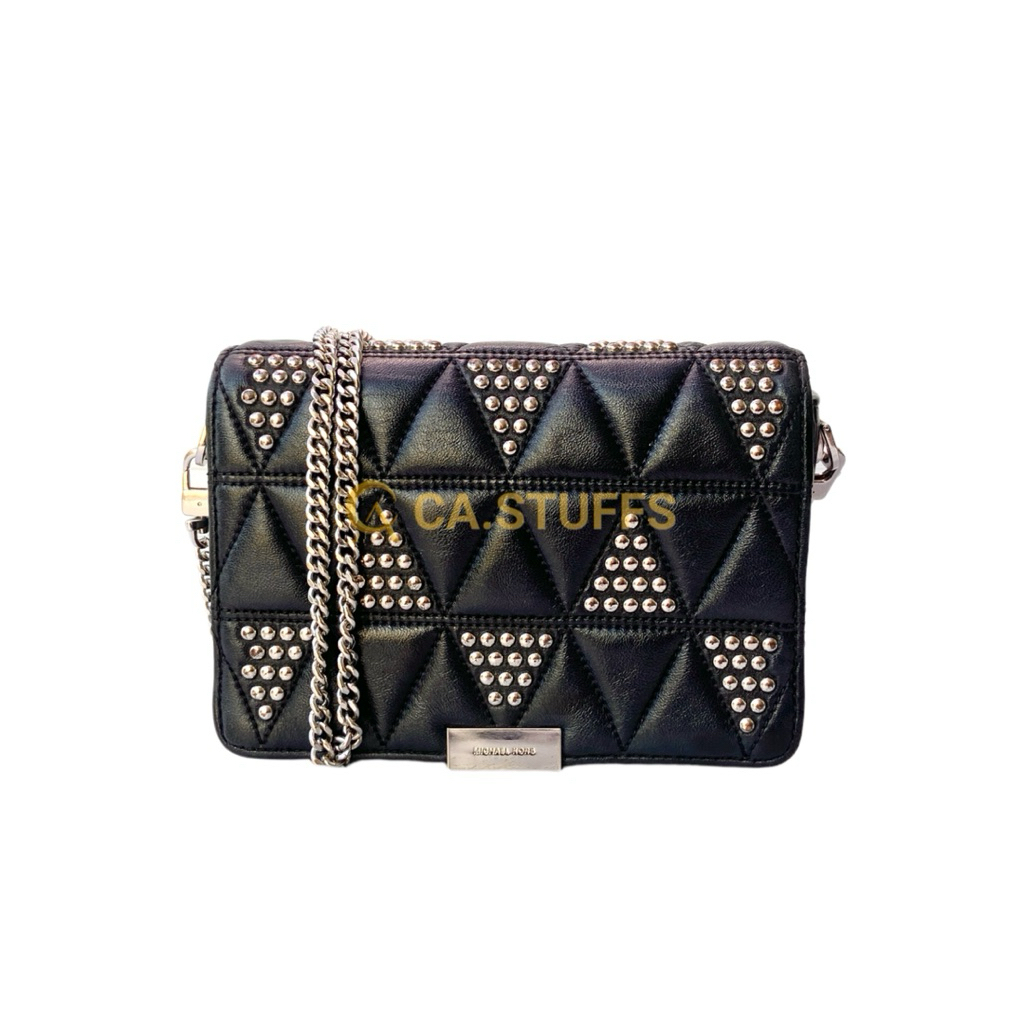 Preloved Michael Kors MK Jade Studded Quilted Leather Clutch Crossbody Bag