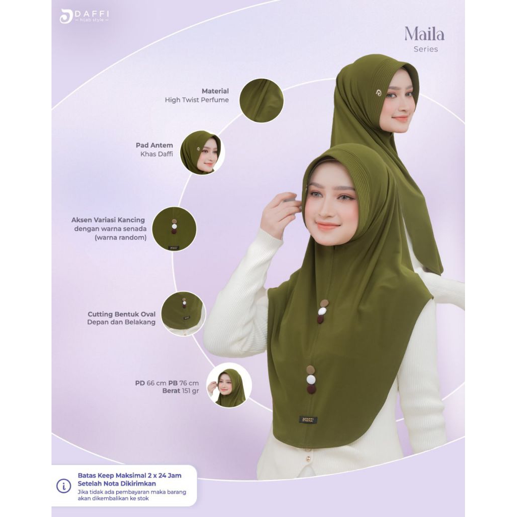 Hijab Daffi Maila Series Batch 16 hijab instan jilbab instan berkualitas ORI Daffi