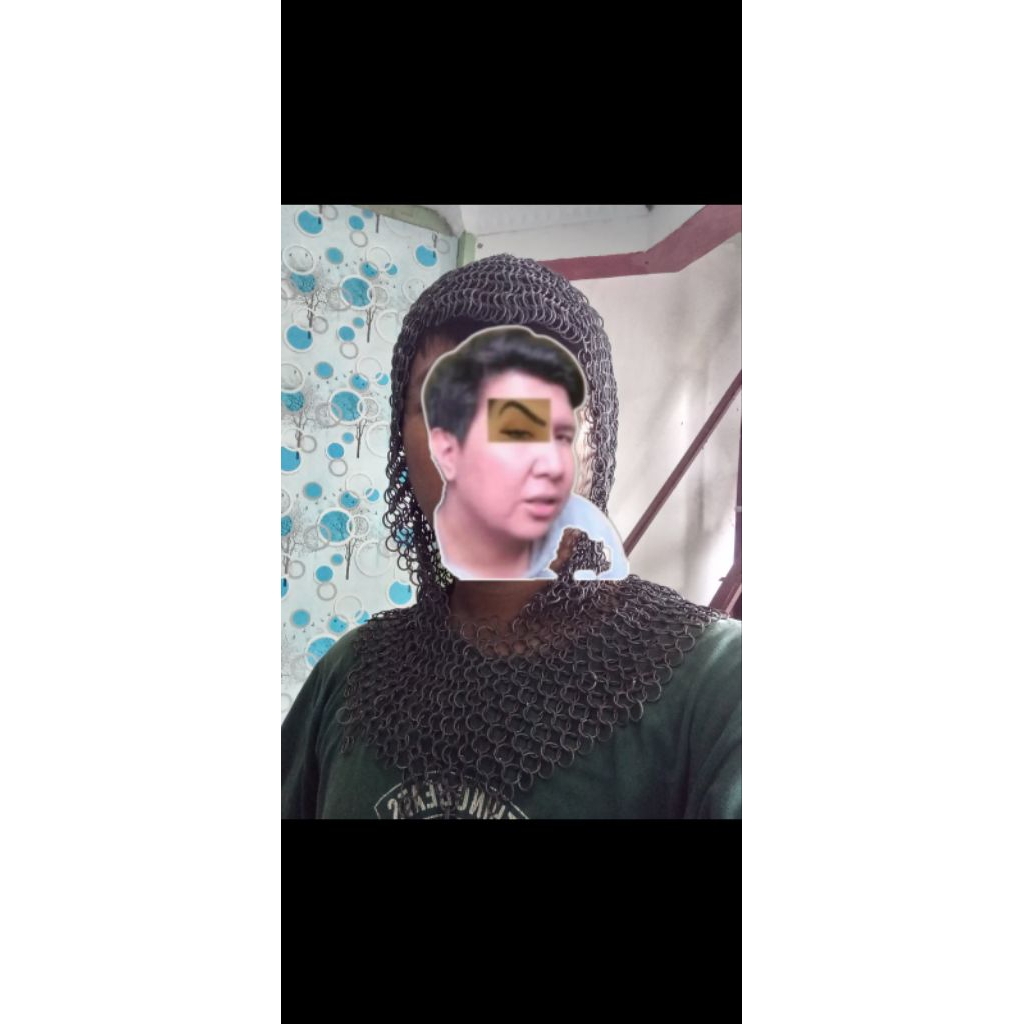 (Ready Stock) Chainmail Coif butted zirah besi kupluk warna oxidized