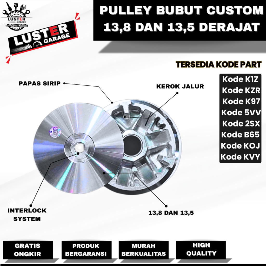 Pulley Vario PCX 160 150 Adv 13.8 Performance || Pulley Custom Bubut 13.8 Akselerasi Maksimal