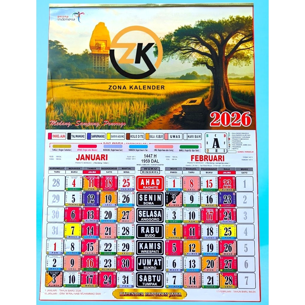 Kalender 2026 - Kalender Jawa Lengkap Tahun 2026 / Kalender Pawukon /Wuku /Kalender Kejawen