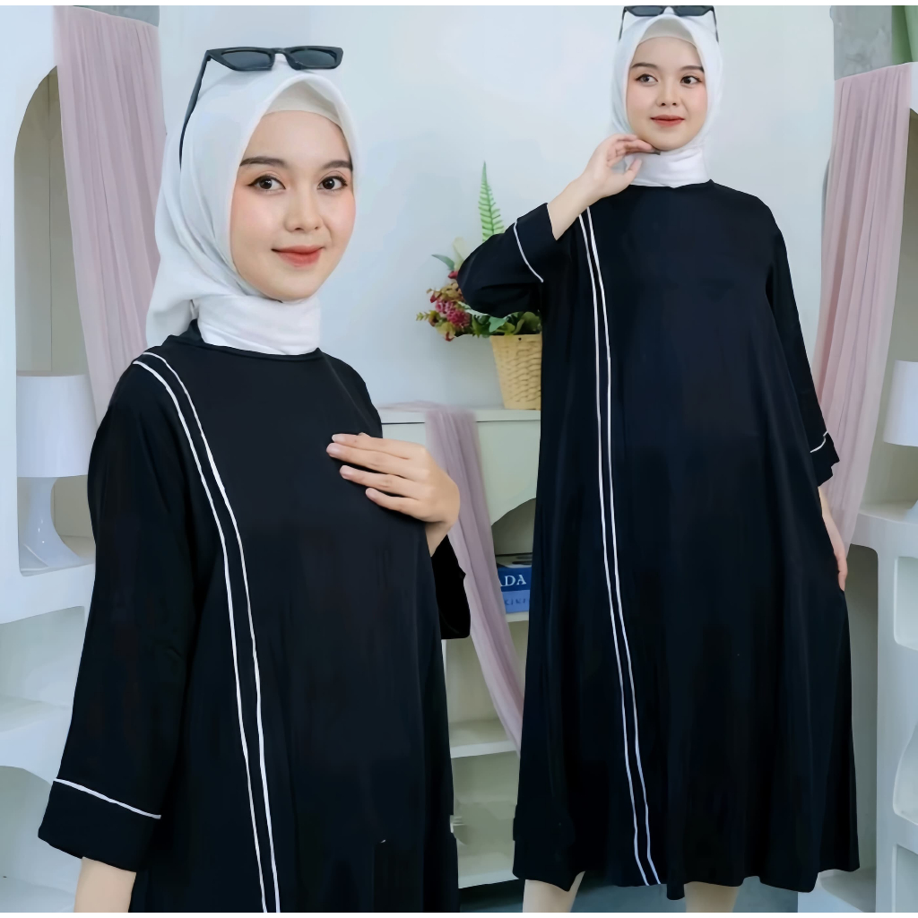 Daster Azizah Rayon Twill Premium Warna Beragam Lengan 3/4