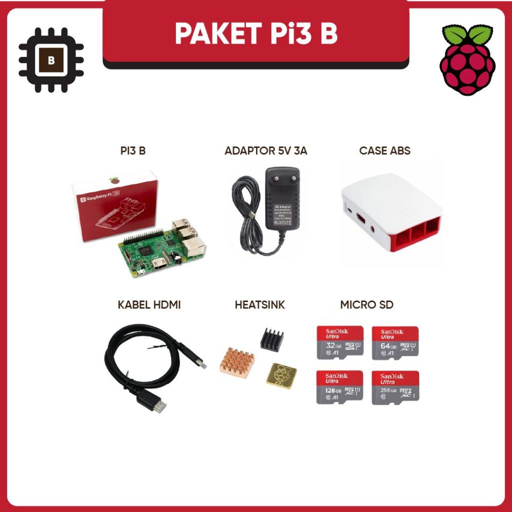 Raspberry Pi3 Paket hemat 32GB