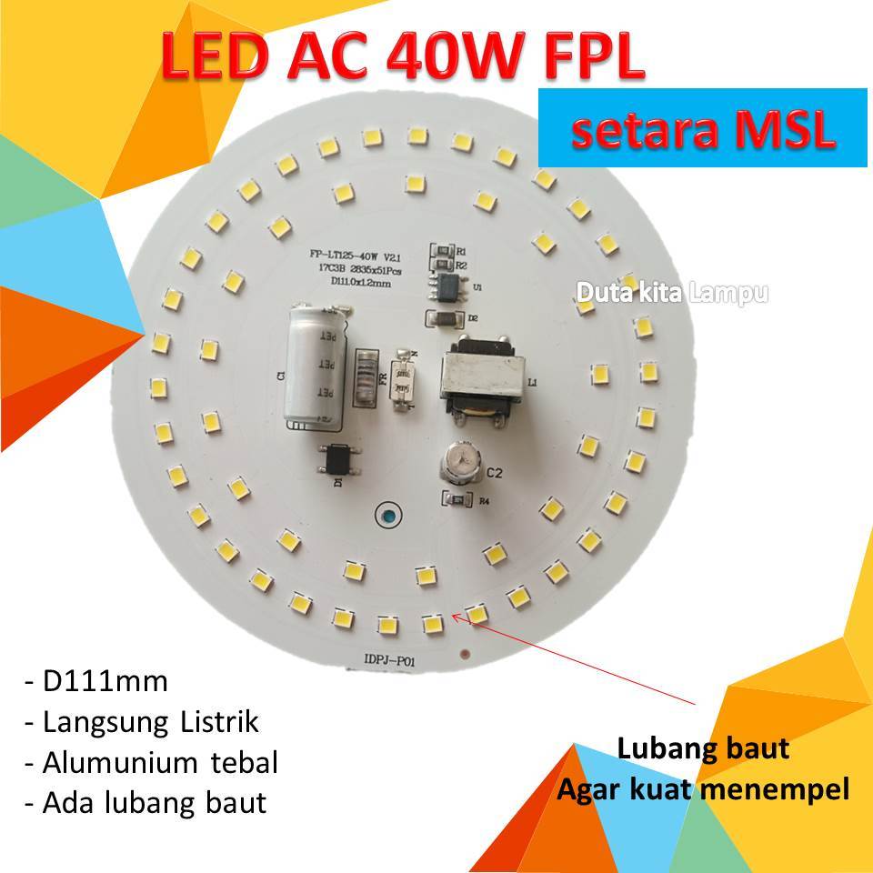 Pelove_Night Pcb Lampu Led Fpl 24W 30W 40W 50W Mesin Lampu Led Nyala Putih