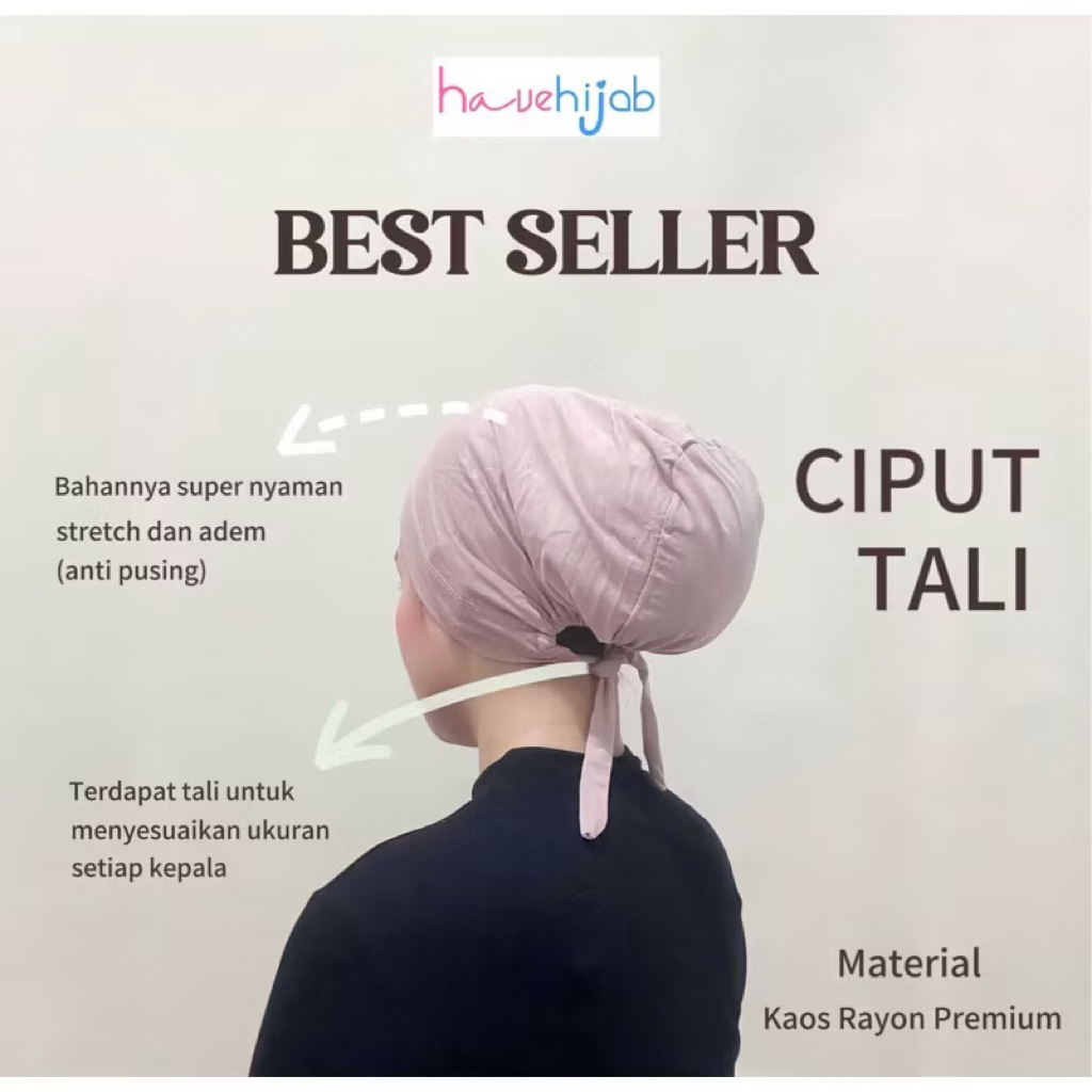 ciput tali,ciput kaos, ciput tali kaos premium, inner hijab , ciput tali belakang
