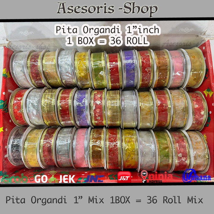 [ EDISI NATAL ] Pita Organdi Natal | Pita Organdi Natal Mix BOX Besar Mix Random | Pita Organdi Nata