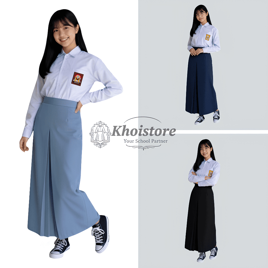 ROK SEKOLAH MODEL SPAN BELAH SATU PANJANG BAHAN LICIN ~ SMP/SMA