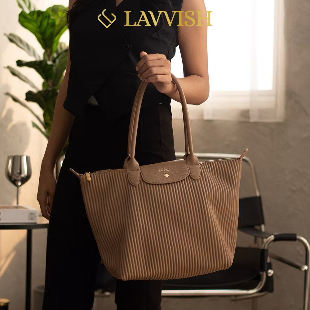 Lavvishe Tas Import Wanita Shoulder Bag Besar Tas Bahu Totebag Muat Laptop 14inch