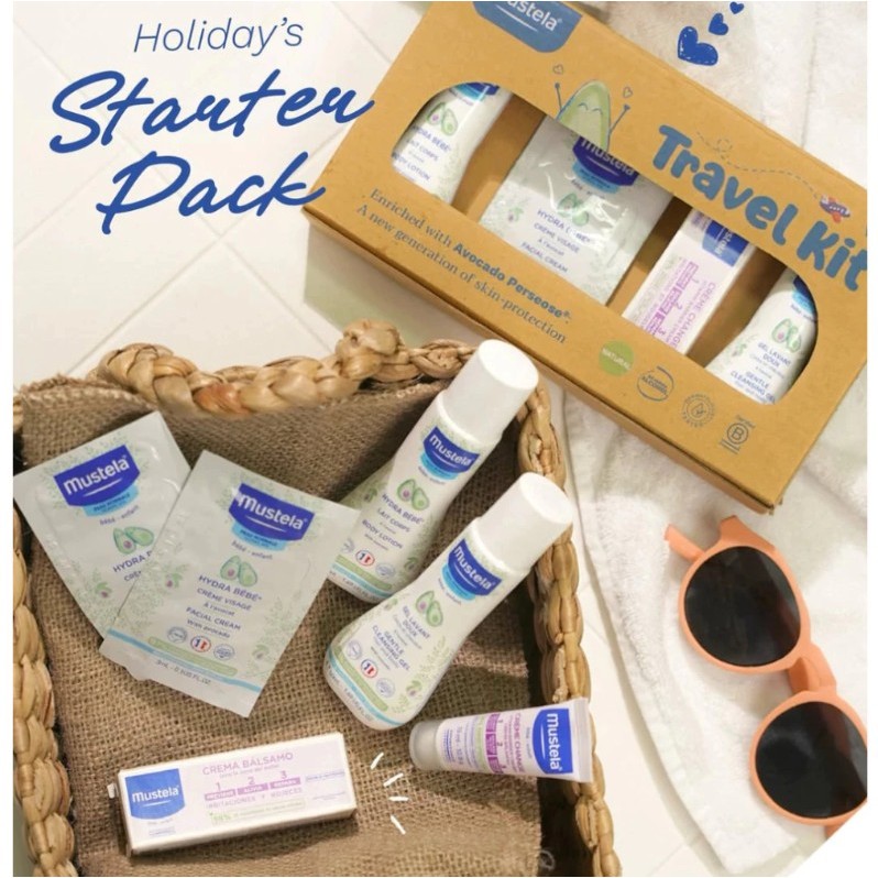 MUSTELA Hydra Bebe Travel Kit Newborn Starter Set Sabun Bayi Barrier Cream Facial Cream