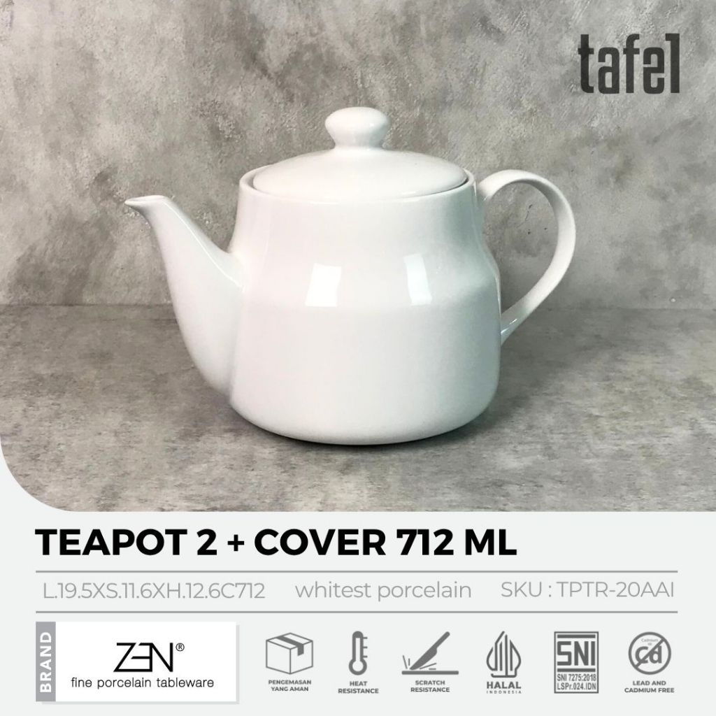 ZEN Teko Keramik Tea Pot White HORECA 712 ML