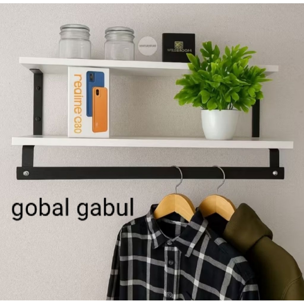 RAK DUA SUSUN GANTUNGAN BAJU MINIMALIS