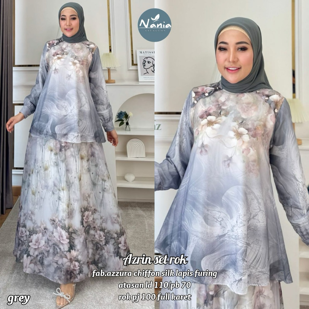 COD= NO CANCEL• Azrin Set Rok by Nania• Setelan Rok Motif Cantik Best Seller