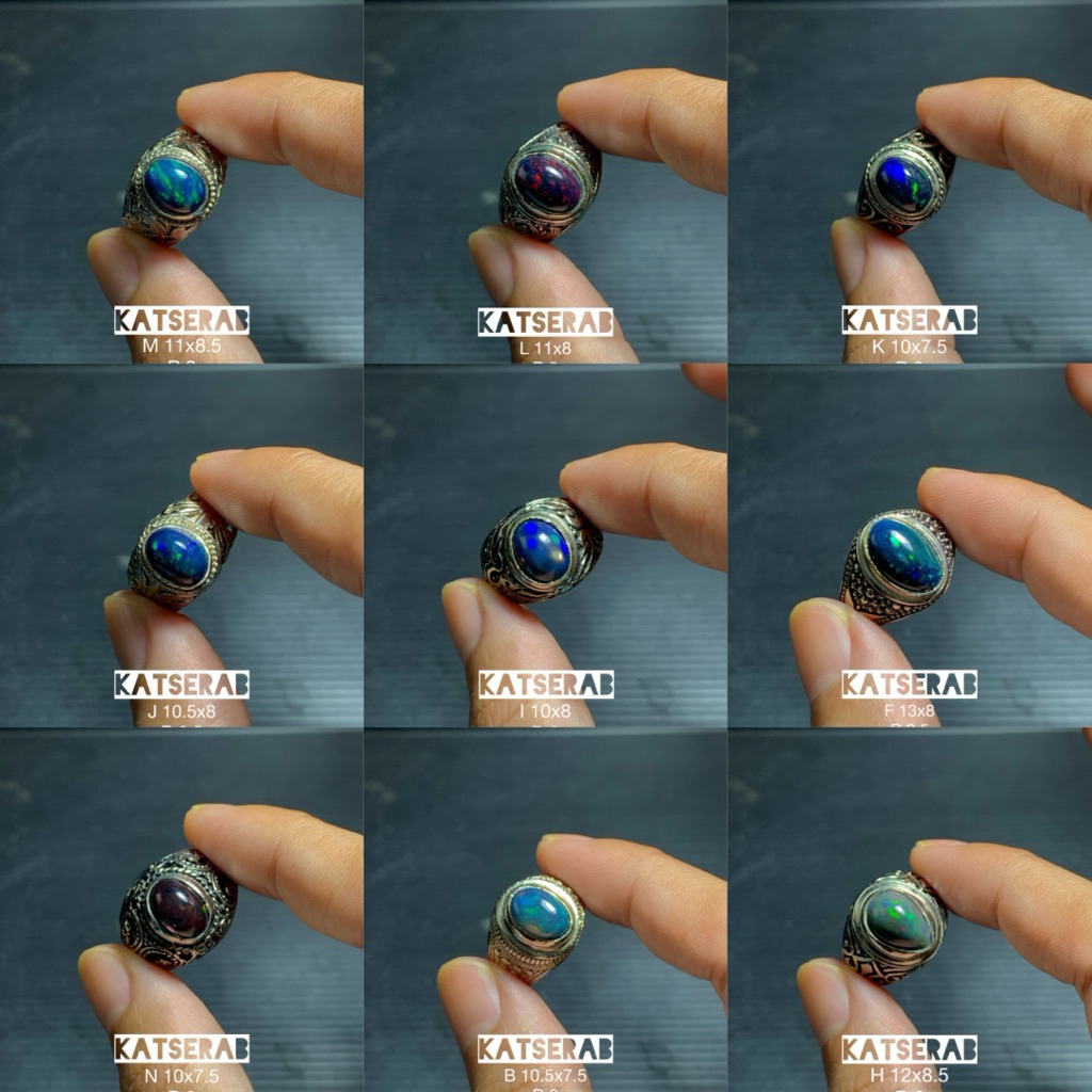 Cincin kalimaya black opal afrika / kalimaya black opal afrika ethiopia ring alpaka