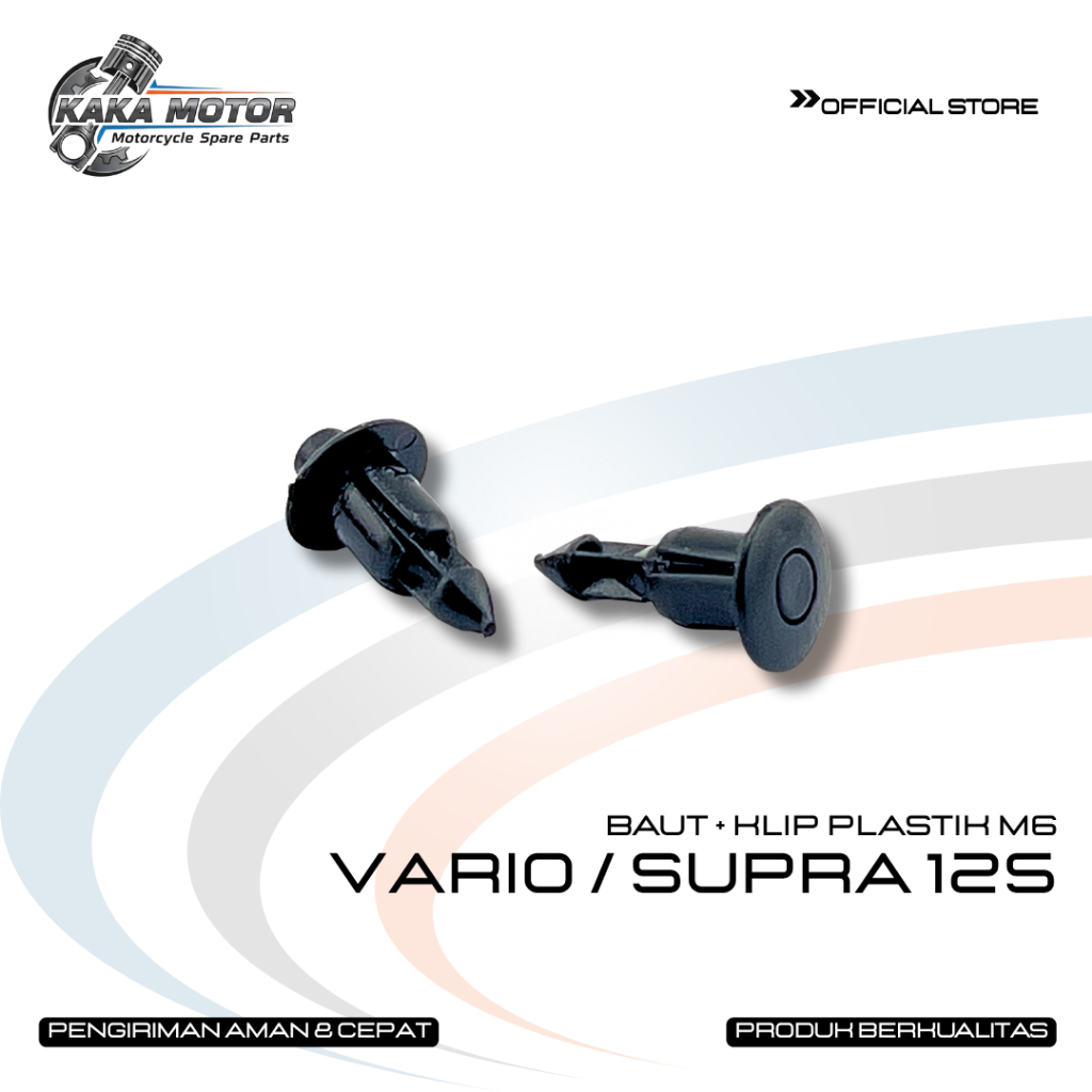 BAUT + KLIP PLASTIK M6 VARIO / SUPRA 125 - Baut Klip Kancing Body Rivet Plastik 6mm