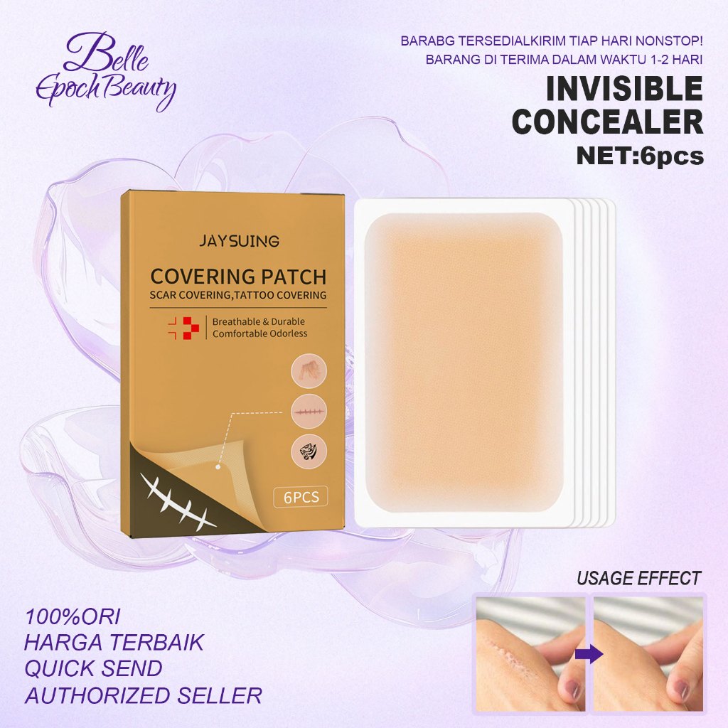 Jaysuing Scar Sheet Silikon 6pcs - Covering Patch Tato Koyo Kulit Palsu Penutup Bekas Luka Tato Kelo