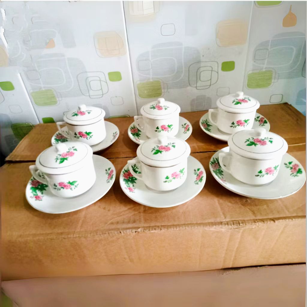 Cangkir Jadul Keramik/Cangkir Kopi Jadul Tutup