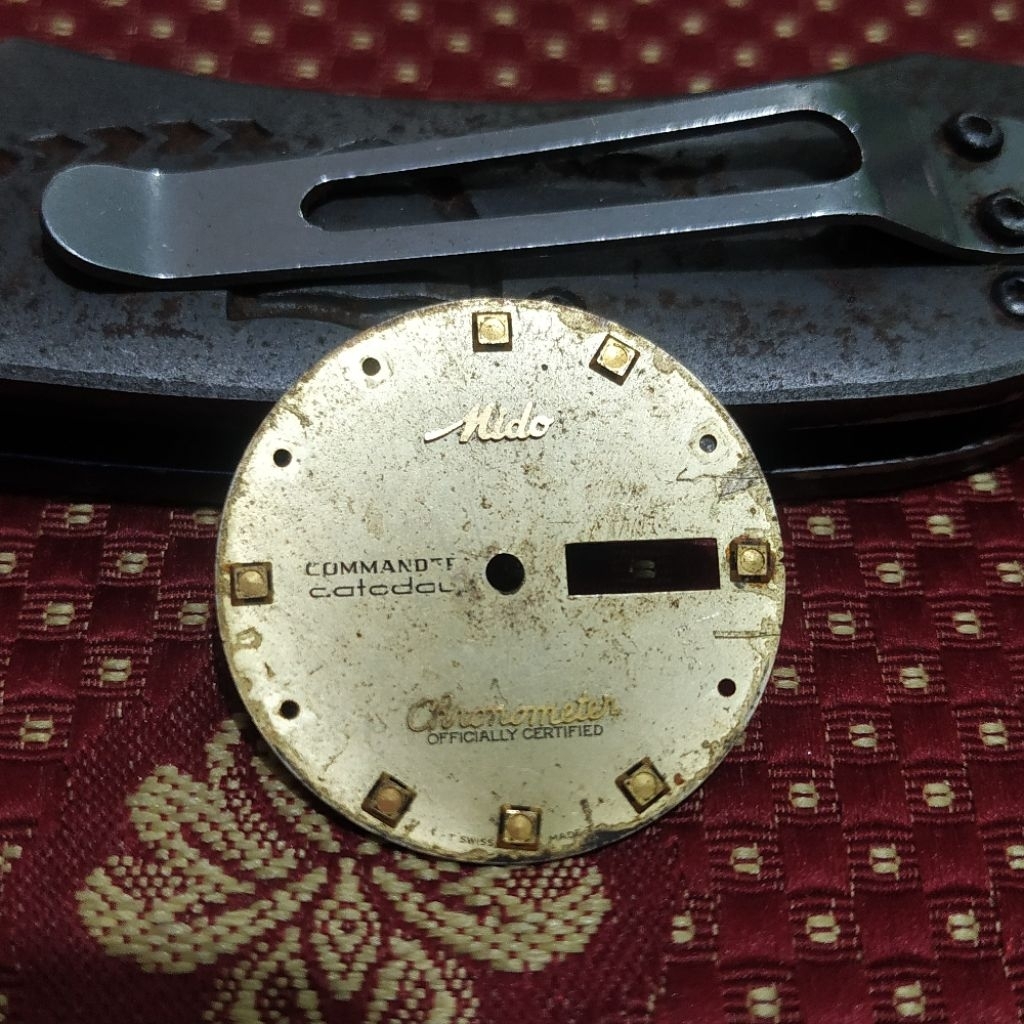 plate dial jam tangan pria mido commander datoday ori bekas