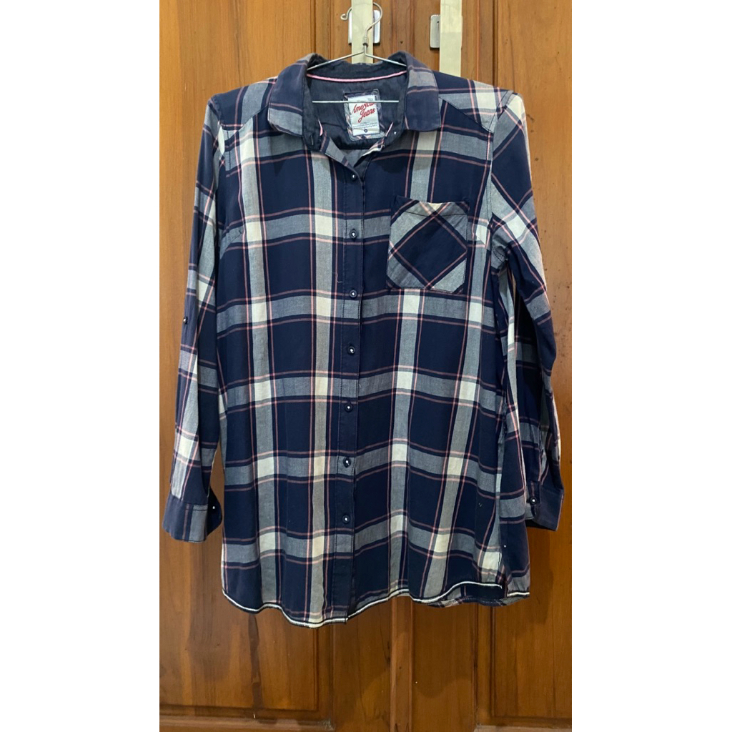 [PRELOVED] Kemeja Flanel Wanita Lengan Panjang Kotak - American Jeans
