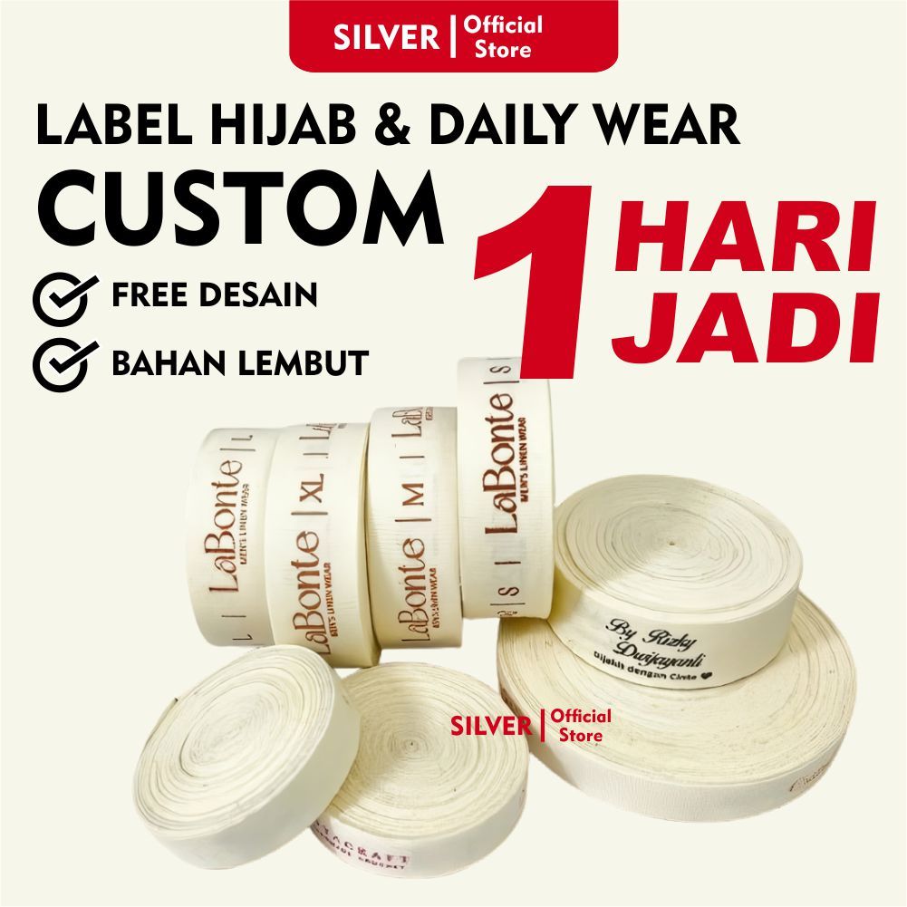 100 PCS Label Woven Damask Subtitute / label baju / label baju custom / label nama baju