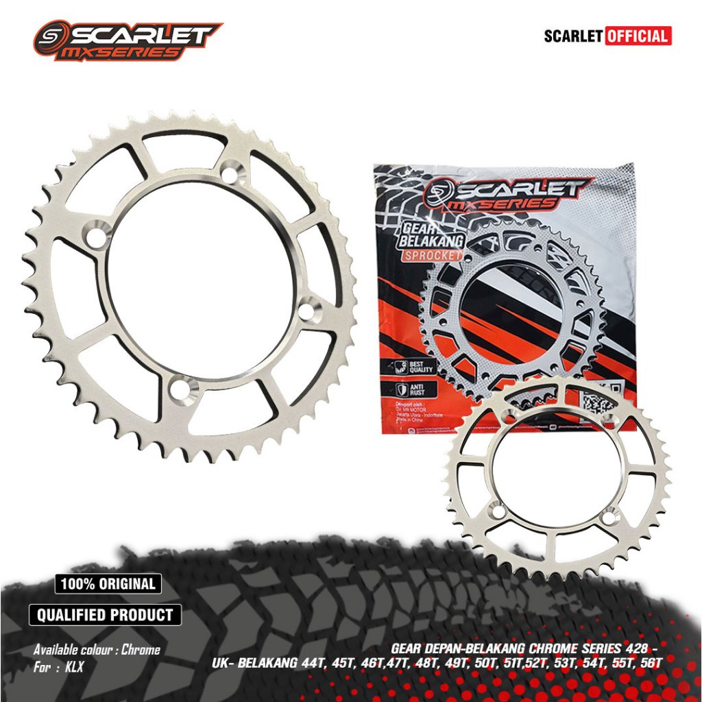 Scarlet Racing - Gear Gir Belakang Chrome Series KLX 428 - 43T - 57T