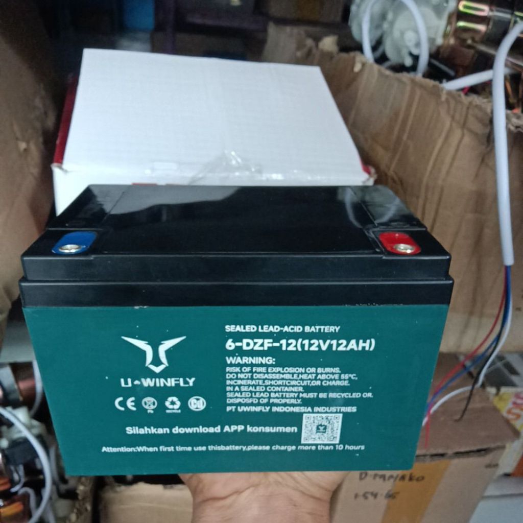 AKI UWINFLY 12V 12A AKI SEPEDA LISTRIK ORIGINAL