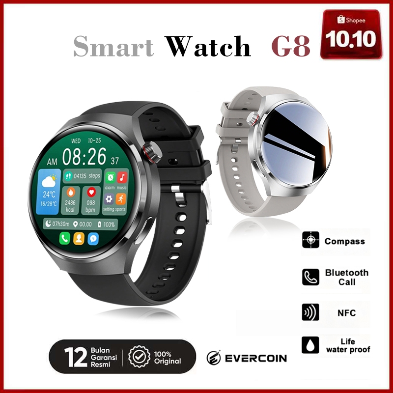 Smartwatch NFC Pria G8 Wireless Charge Bisa Telepon Jam Tangan Bisnis Original Anti Air