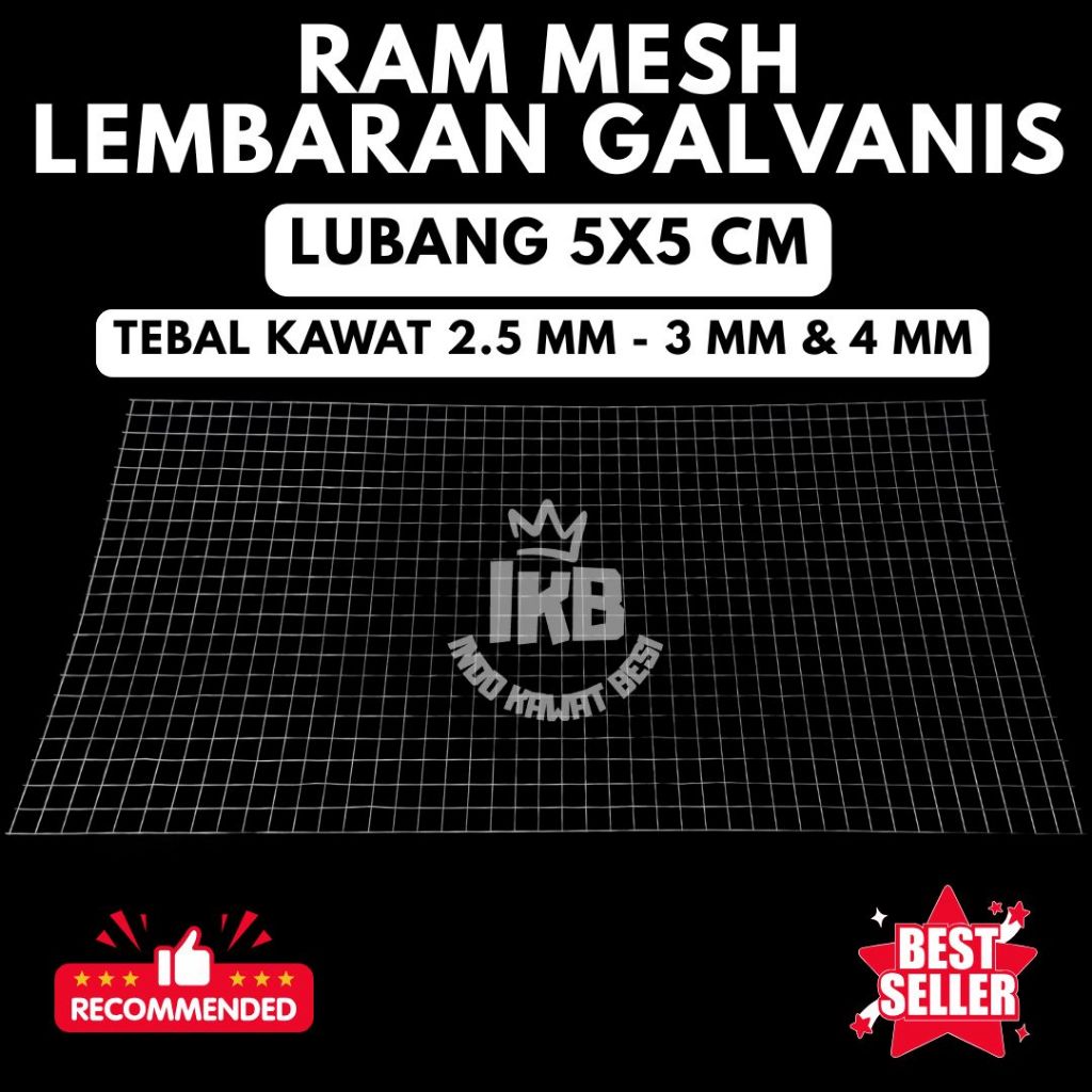 Ram Mesh Lembaran Galvanis Lubangan 5x5 cm | Tebal Kawat 2.5 mm - 3 mm dan 4 mm | Best Seller