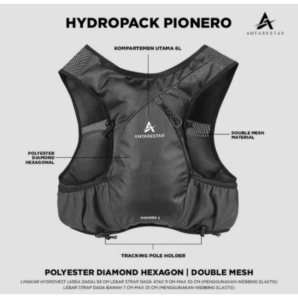 Hydropack antrstar Pionero black trail runing Outdoor Hydropack Ultralight Tas Trailrun Rompi