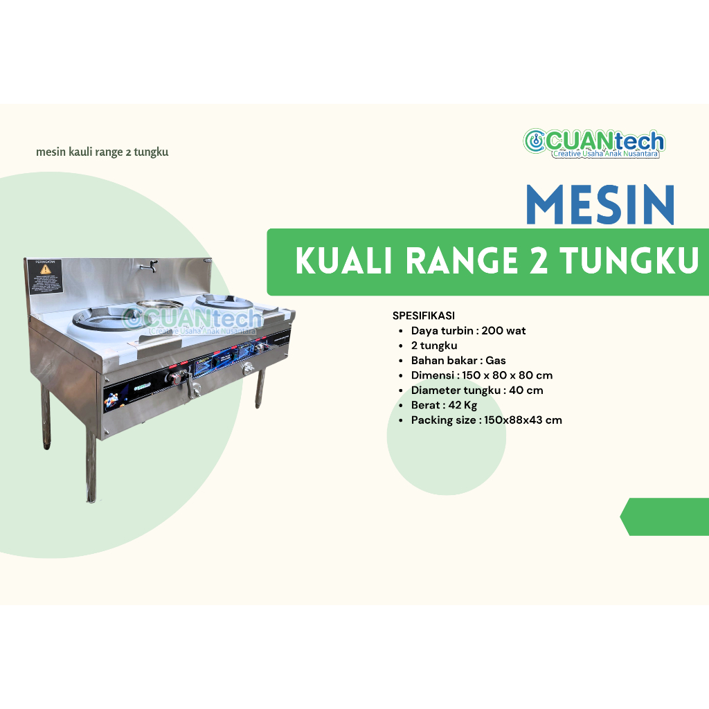 Kompor Kwali Range 2 Tungku 40cm CUANtech