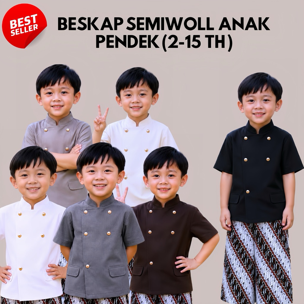 BESKAP ANAK SEMIWOLL SETELAN ANAK BESKAP LAKI LAKI BESKAP PREMIUM LENGAN PENDEK