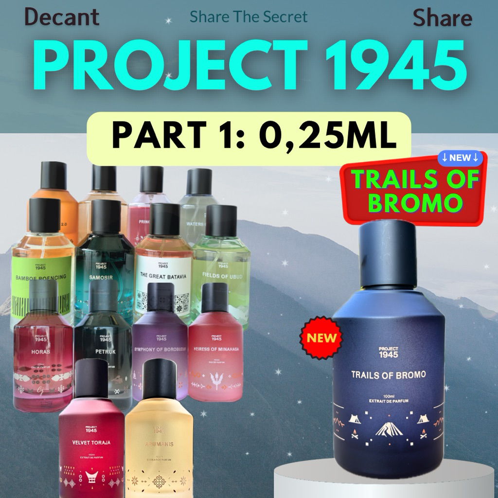 FREE GIFT DECANT SHARE PROJECT 1945 0,25ml Trails Of Bromo Velvet Toraja Arumanis Symphony Of Borobu