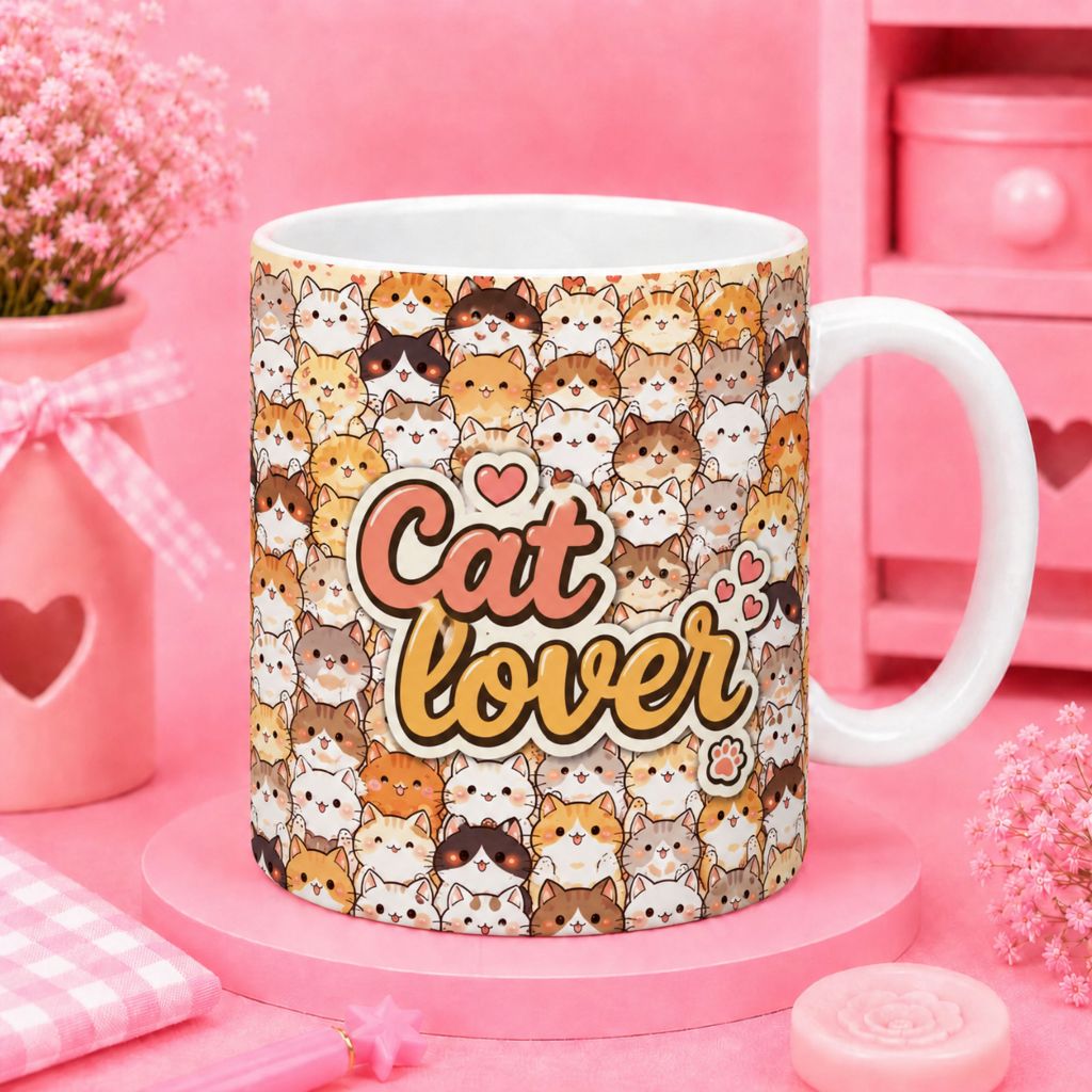 Gelas Mug CAT LOVERS Custom Nama Mu Kopi Teh Kucing Lucu Unik / Cangkir Kawai Cats Mug Coffee Tea Instan Kilat Langsung Kirim
