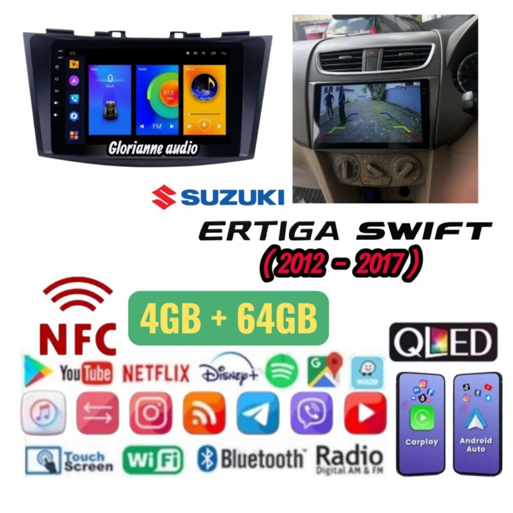Head unit android Audioteq NFC Ram 4/64GB Suzuki Ertiga - Swift 2012 - 2017 9 inch