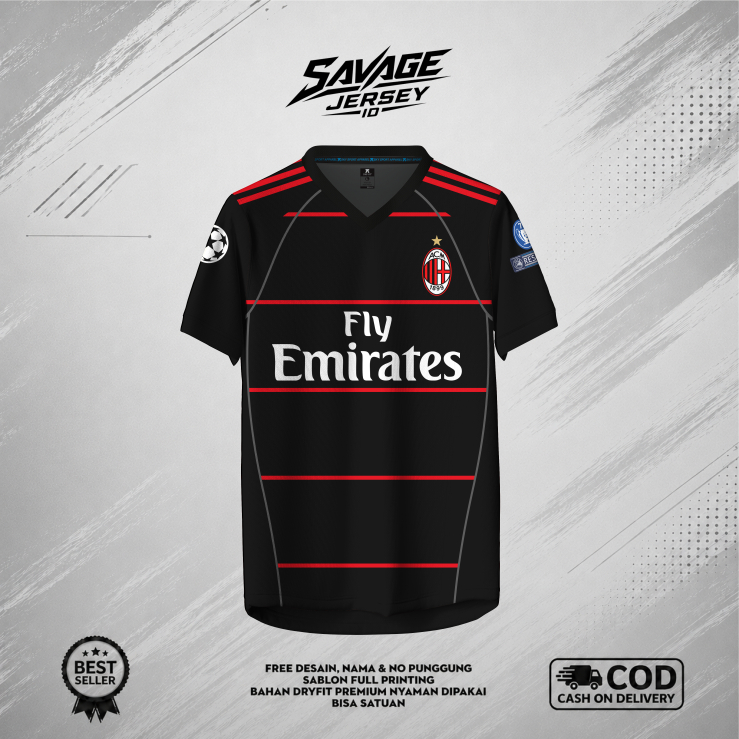 Jersey AC MILAN THIRD 2010-2011 Bahan Dry-Fit Milano Premium Full Printing Free Custom Nickname dan 