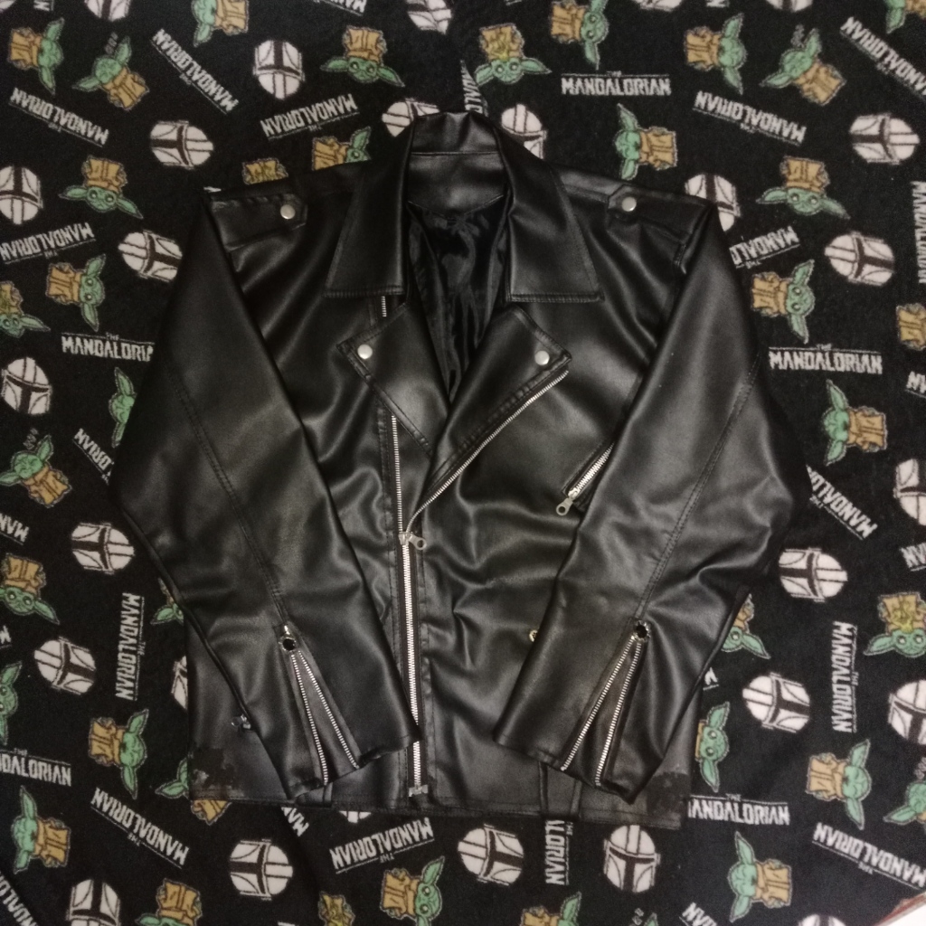 Jaket Kulit Pria Biker Model Ramones Double Rider Preloved Hitam