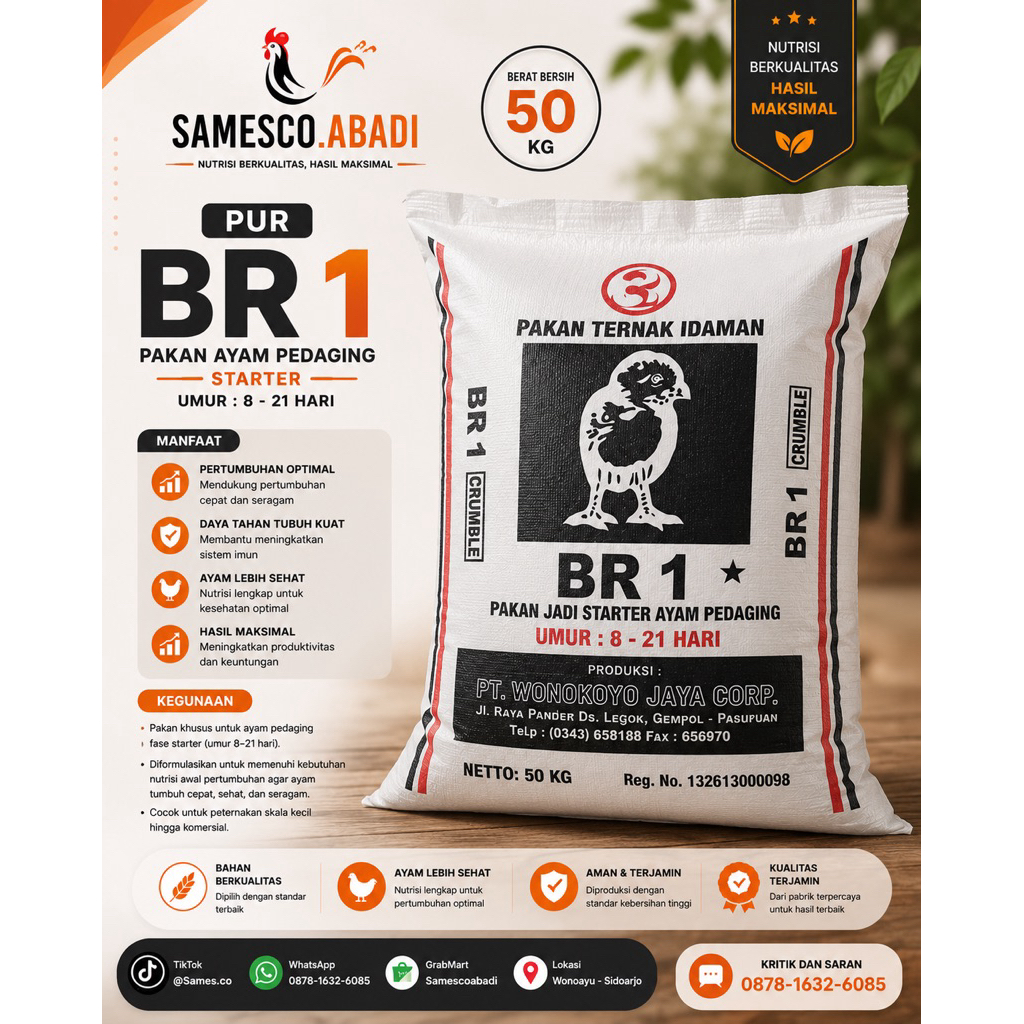 PUR BR 1 - PAKAN AYAM PEDAGING KEMASAN 50 Kg