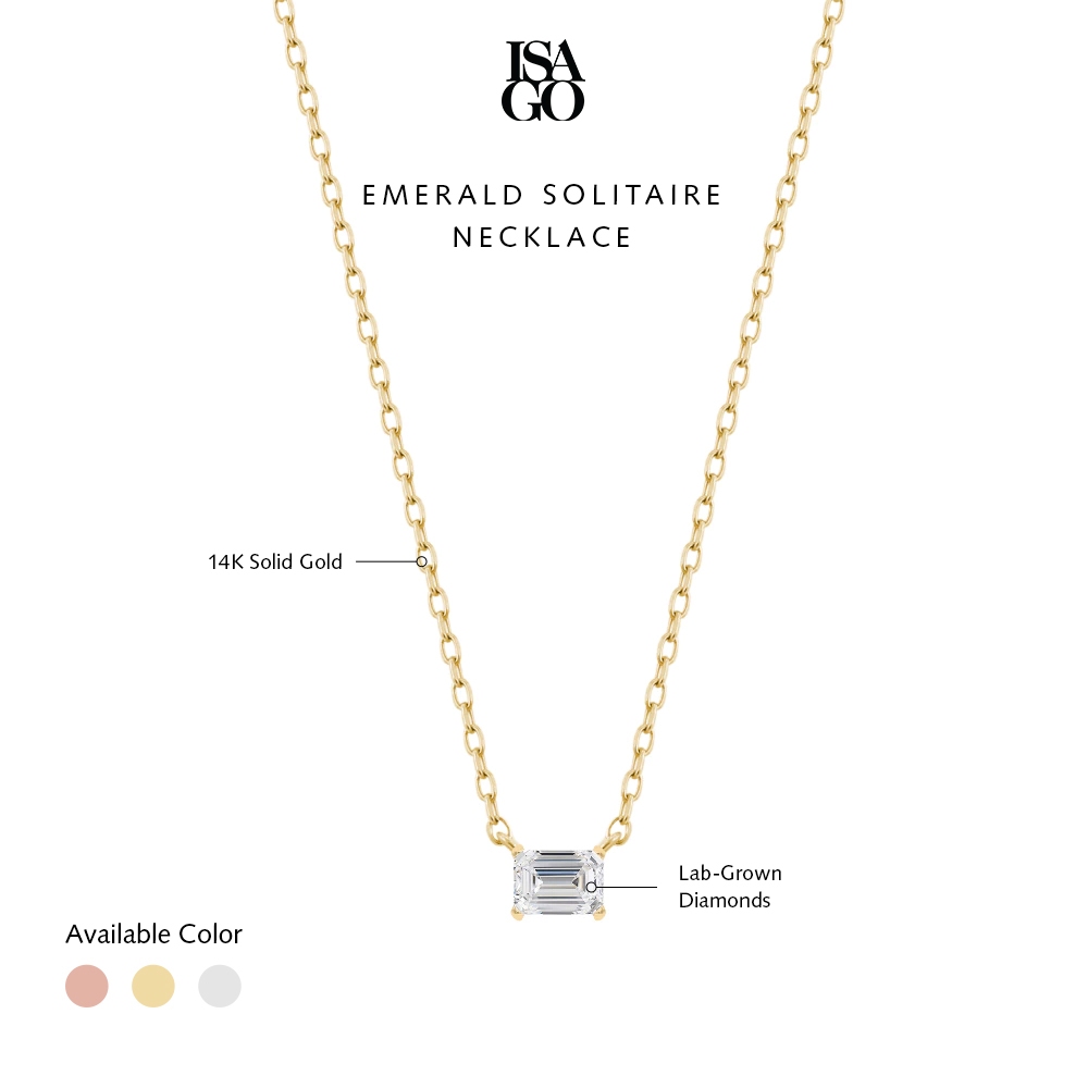 Isago Kalung Wanita Emerald Solitaire Necklace
