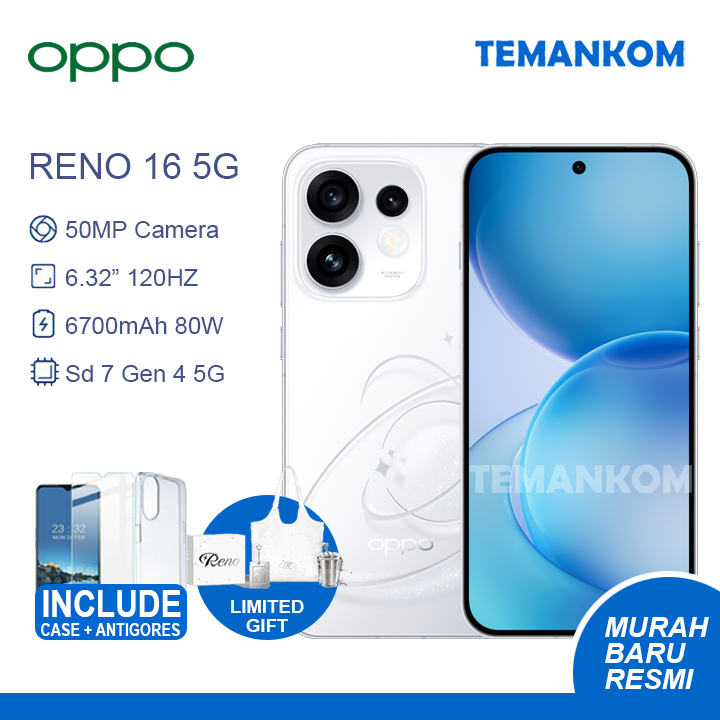 PRE ORDER Oppo Reno 16 5G 8/256 RAM 16GB 8+8 Extend 8GB 256GB Baru 2026 GARANSI RESMI