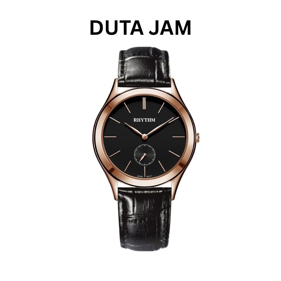 JAM TANGAN PRIA RHYTHM P1301 L06 P1301L06 ANALOG BLACK LEATHER STRAP