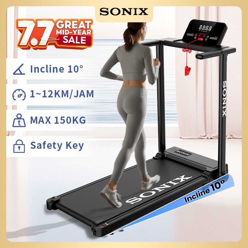 Sonix Treadmill Electric Low Watt STR04 Portable Lipat Alat Olahraga Di Rumah Incline 10° Walking Pa