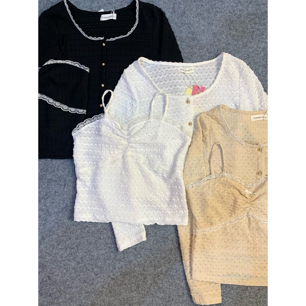 Set Cardigan & Crop Top Knit Premium BKK - Cardigan Set Top Wanita