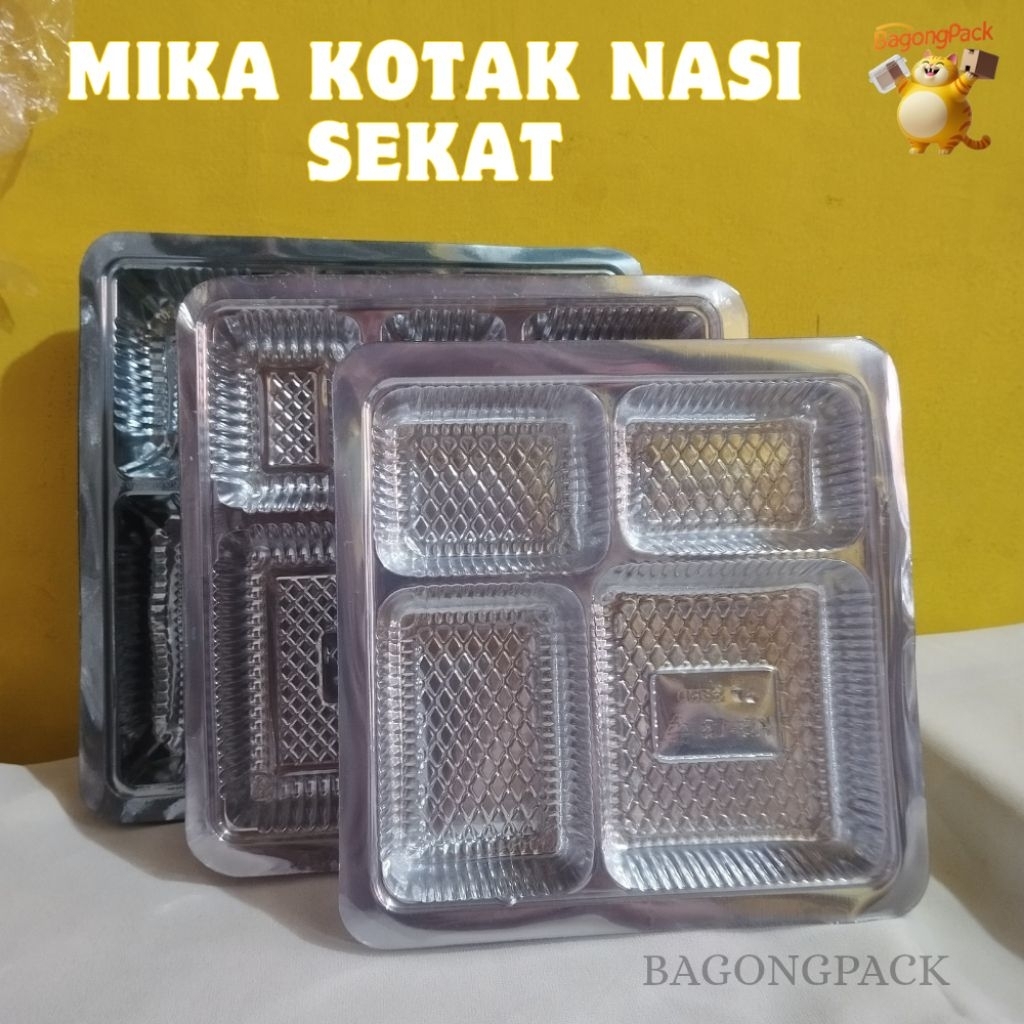 Mika Kotak Nasi Sekat 4 18x18 | Mika Sekat 5 20x20 | Mika Sekat 5 22x22 | Food Grade