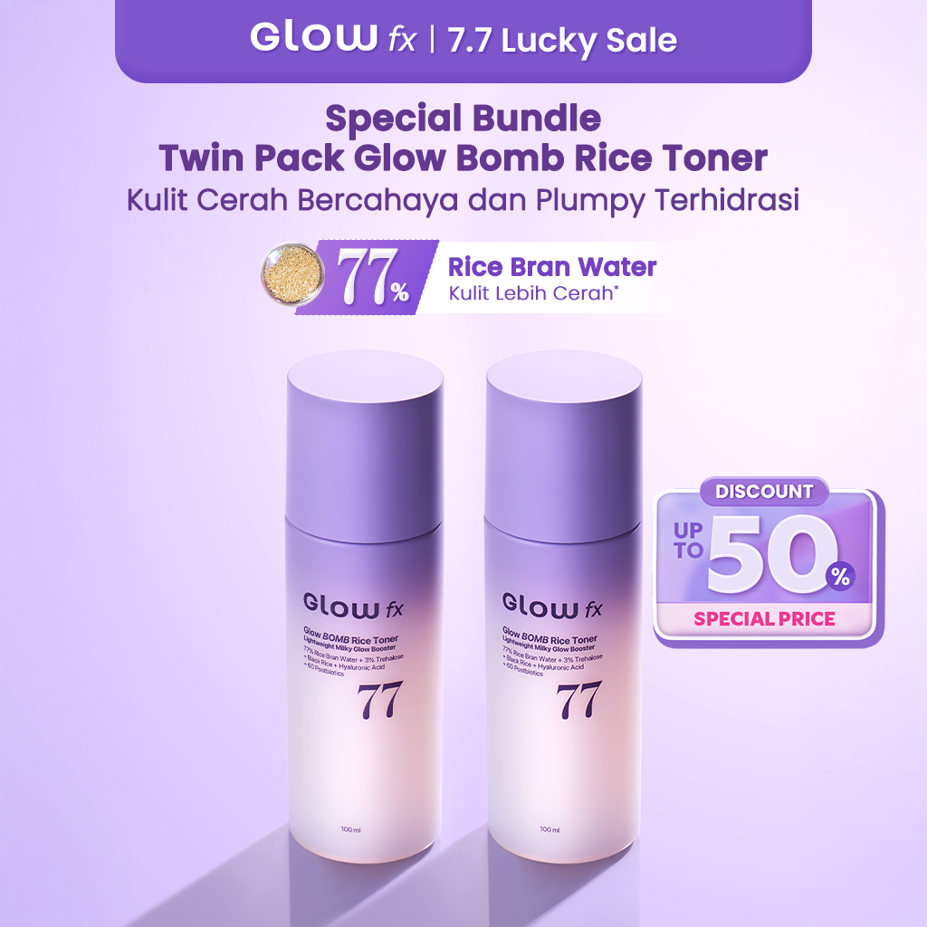 [ LIMITED STOCK ] [TWIN PACK] GLOW FX Glow Bomb Rice Toner Wajah 2pcs Hydrating + Brightening 77% Ri